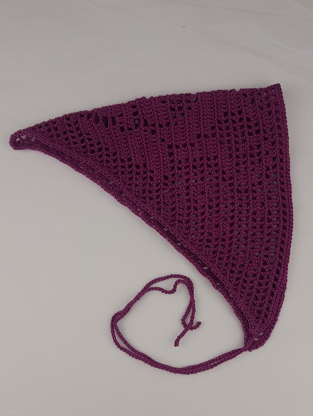 Handcrafted Crochet Purple Filet Dragonfruit Head Bandana Kerchief Tie Back